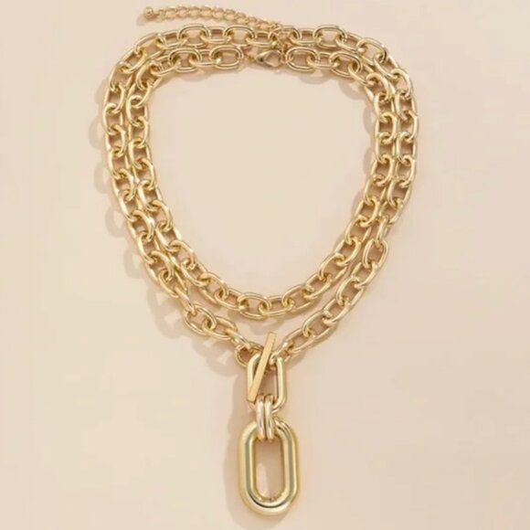 ZARA Gold Double Thickness Oval & Rectangle Link Chain Necklace - Picture 6 of 7